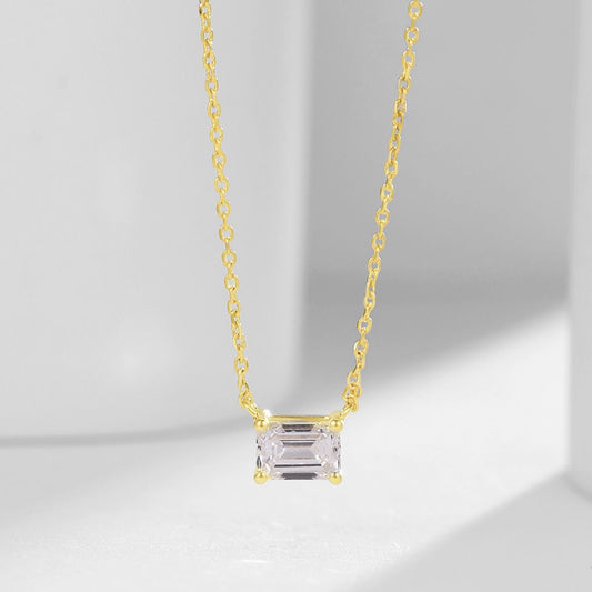 Fashion14k Gold Necklace with Cultivated Diamonds0.5Carat Emerald Cut k Gold Platinum Real Diamond Collarbone Chain