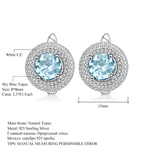 Natural Topaz Stone Earrings Jewelry Vintage Personality Garnet s925Silver Crystal Earrings