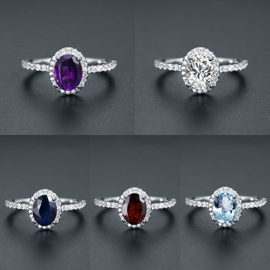Factory Direct Supply New Style Personalized Light Luxury Ring for Women s925Sterling Silver Inlaid Natural Gemstone Amethyst Ring