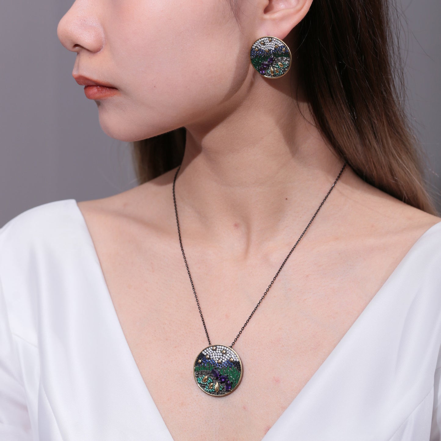 Natural Amethyst Earrings Niche High-end Feel S925Sterling Silver Jewelry Original Design Gemstone Earrings