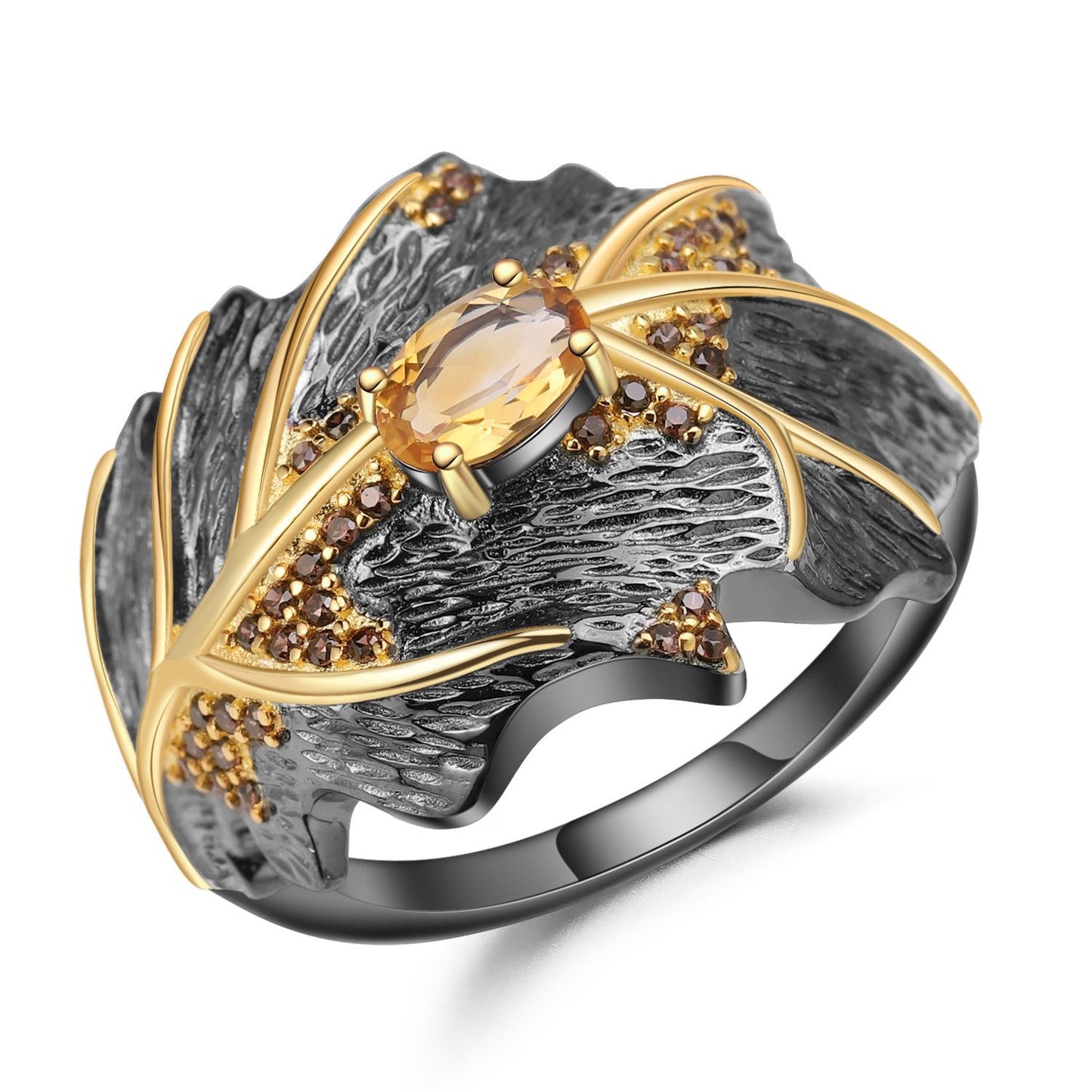 Designer Retro Style Gemstone Ring Italian Craftsmanship Georgia Design925Silver Natural Colored Gems Ring