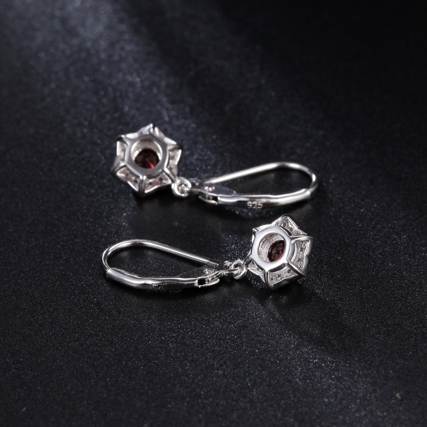 New Design Luxury Garnet Gemstone Earrings French Romance s925Silver Inlaid Natural Gemstone Earrings
