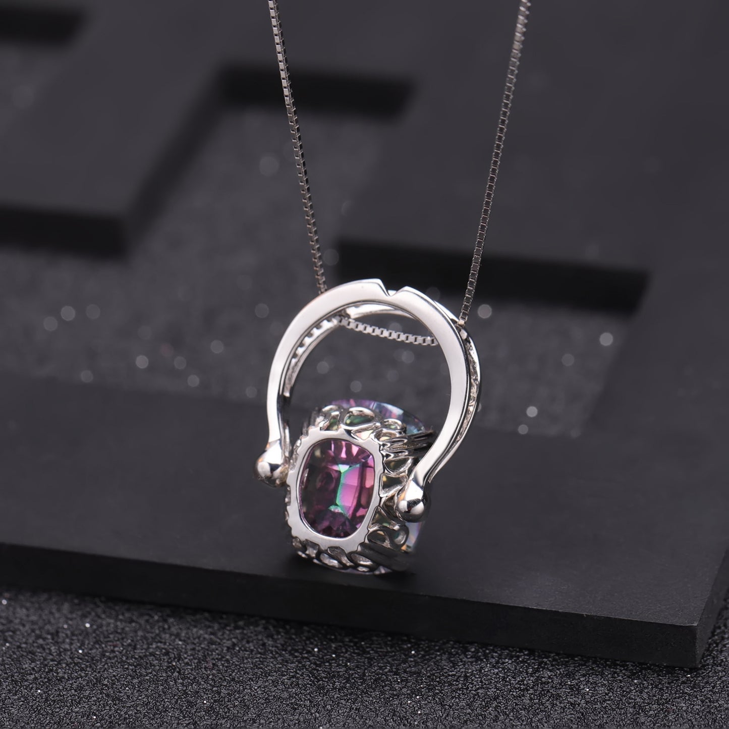 Vintage Design Sense Jewelry Party Matching Necklace Personality925Sterling Silver Inlaid Colorful Crystal Necklace Pendant