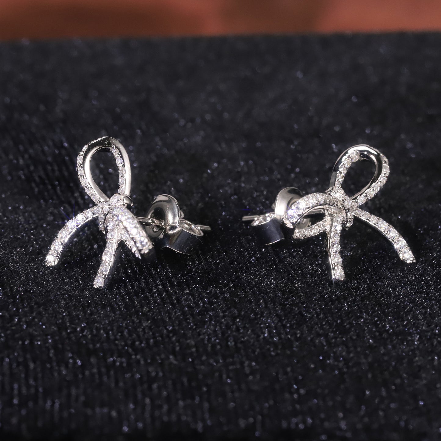High-Quality Sweet Bowknot Diamond-Studded Earrings Full Body9/10/14/18k Gold Cultivated Diamond Earrings