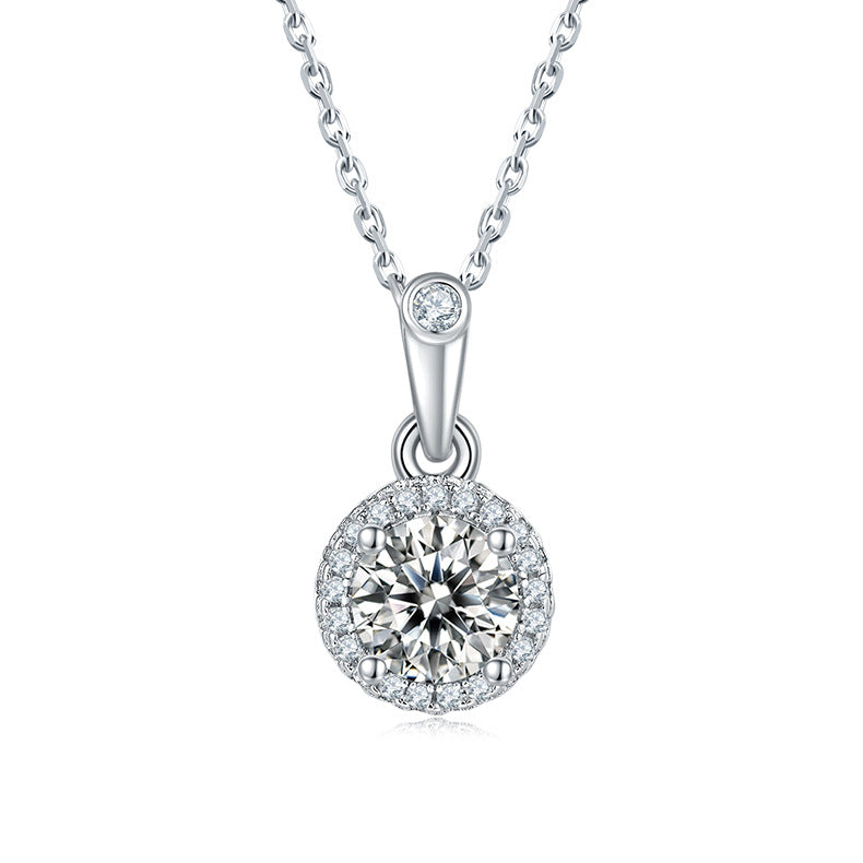 Fashion Earrings and Necklace Set s925Sterling Silver Inlaid D Color1Carat Moissanite Jewelry Set