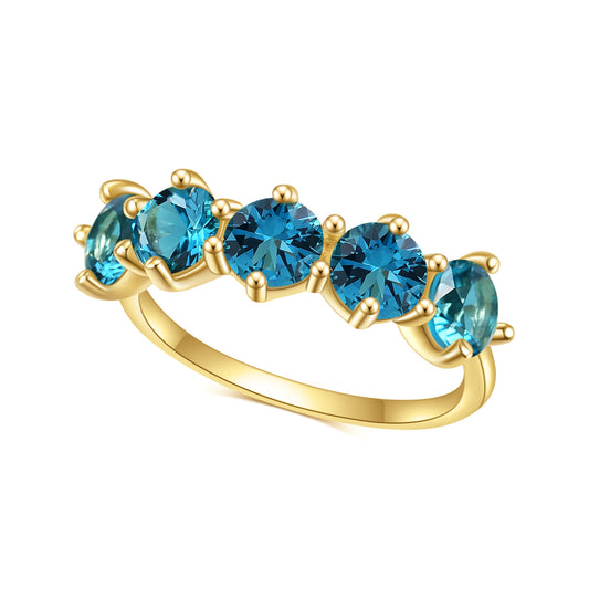 Jewelry S925Sterling Silver Inlaid Paraiba Nano Ring Set High-end Fashionable Light Luxury Gemstone Ring