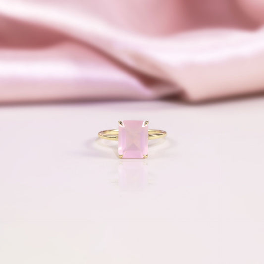 ins Wind3.5Carat Gemstone Ring s925Sterling Silver Inlaid Natural Pink Topaz Fresh Ring Gold