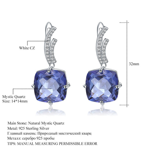 Light Luxury Fashion Colorful Gemstone Earrings Personality and Elegance s925Silver Plated Crystal Earrings Gemstone Studs Drop Earrings
