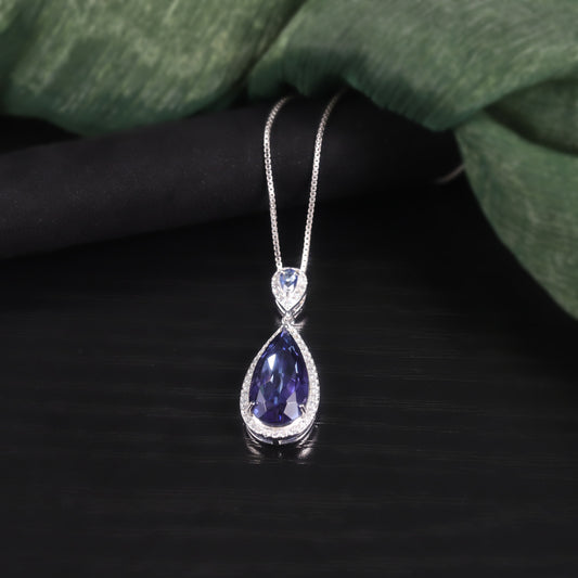 Water Drop Pear-Shaped Gemstone Necklace Pendant s925Sterling Silver Inlaid Colorful Crystal Pendant Fashion Necklace