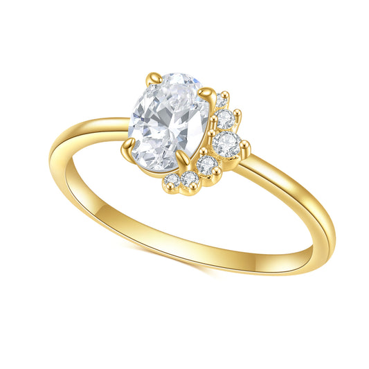 Jewelry S925Sterling Silver Inlaid5A Zircon Ring Fashionable Elegant Personality Simple Luxury Gold Ring