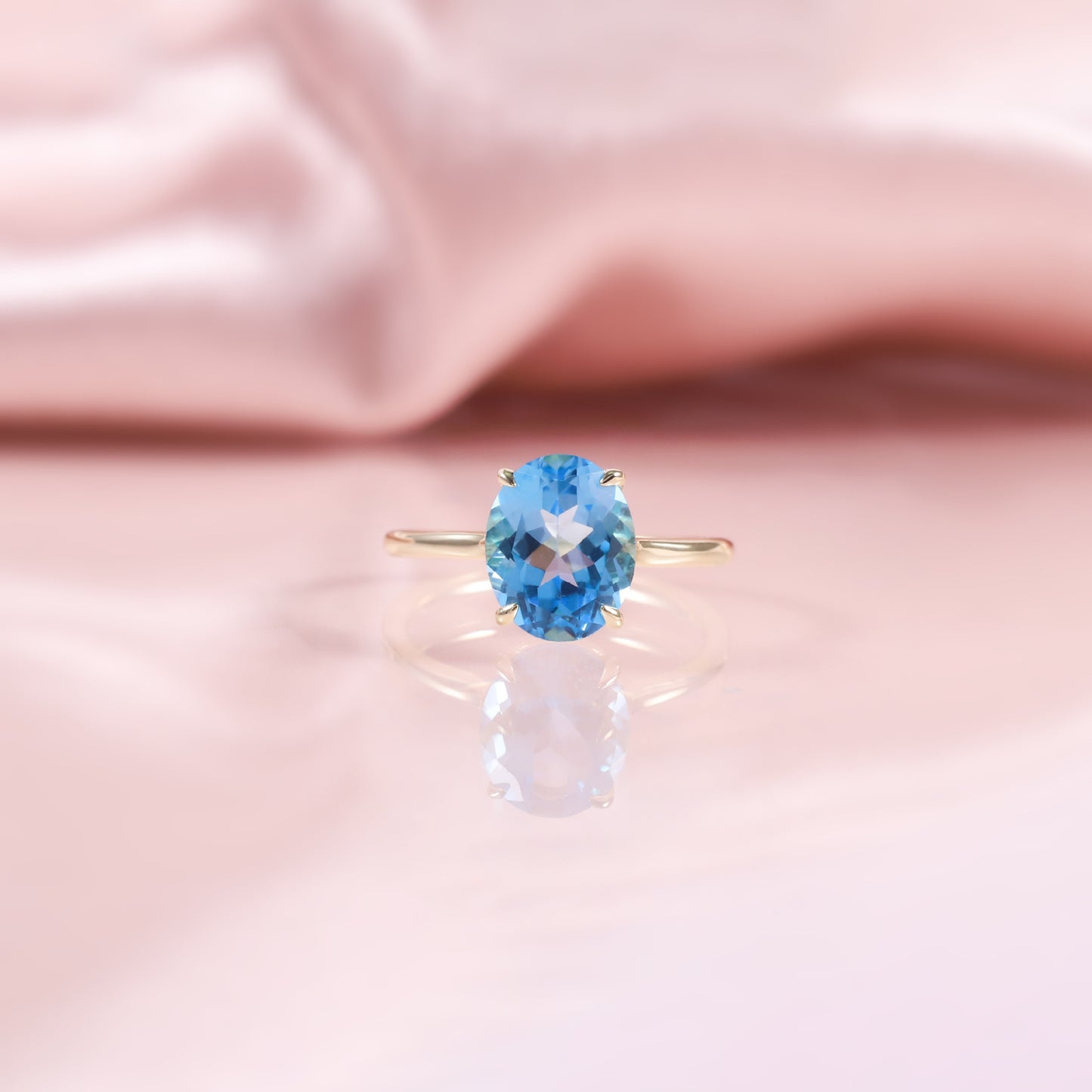 Minimalist Fresh Ring s925Sterling Silver Inlaid with Natural Colorful Gemstone Topaz5/6Large Carat Main Stone Ring