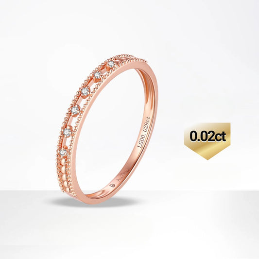 Affordable luxury style18k Gold Inlaid Cultivated Diamond Ring Stackable Side Ring Tail Ring Rose Gold Crushed Diamond Pure k Gold ring