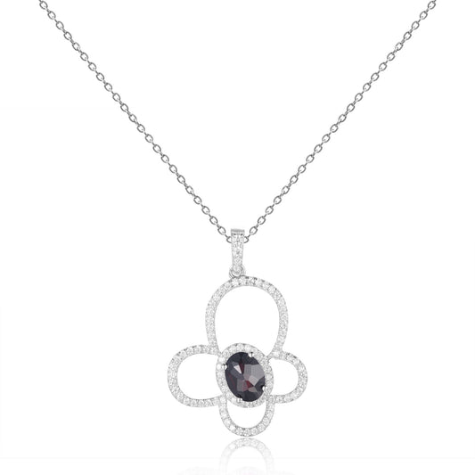 2025New Butterfly Necklace Natural Black Garnet Gift s925Sterling Silver Inlaid Pink Topaz Pendant Sweet