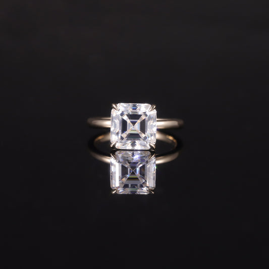 Advanced Sense18k Gold ring4Carat Moissanite Asscher Cut Full Body9/10/14k Gold ring