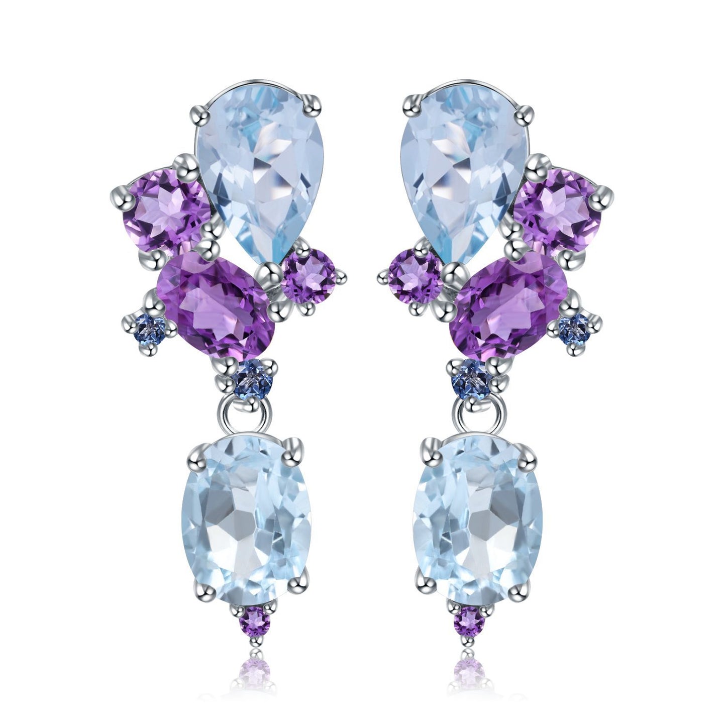 Luxurious Designer Gemstone Earrings Elegant Banquet Matching s925Silver Natural Topaz Earrings Drop Earrings