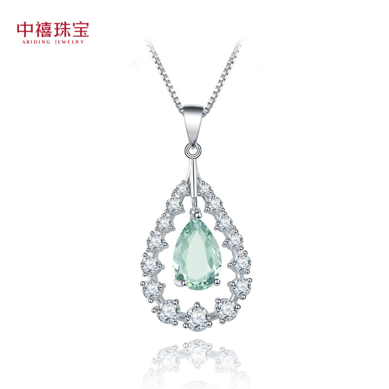 Affordable Luxury Fashion Natural Gemstone Necklace Pendant Sense of Design s925Sterling Silver Inlaid Natural Green Amethyst Pendant