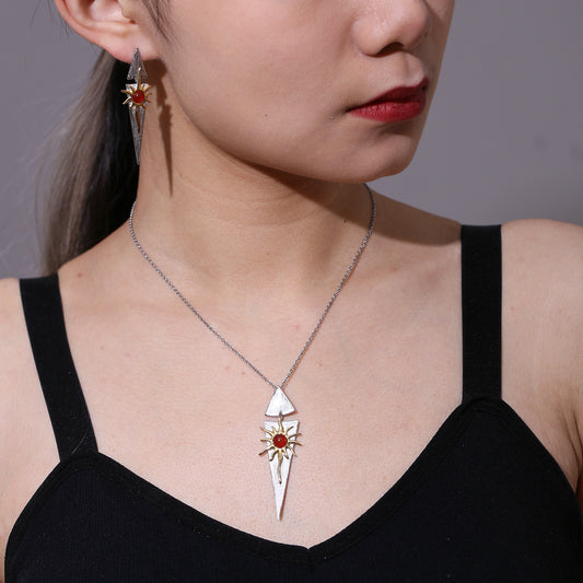 S925Sterling Silver Red Agate Pendant Designer New Necklace Light Luxury Jewelry Sun Goddess Necklace