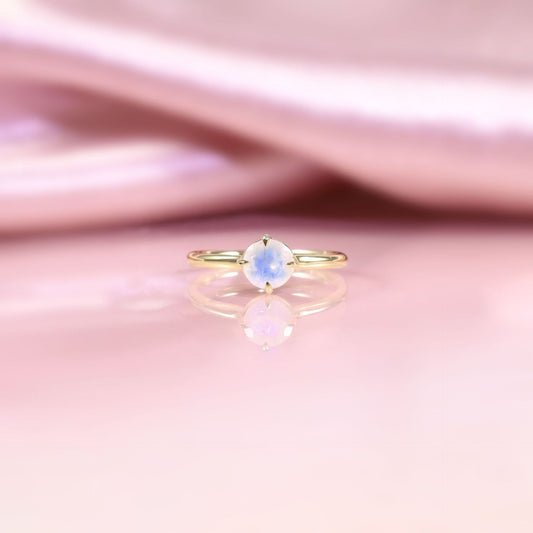 Various Gemstone Rings s925Sterling Silver Inlaid Natural Cream Blue Moonstone Ring1/2Clatopar Stone Ring