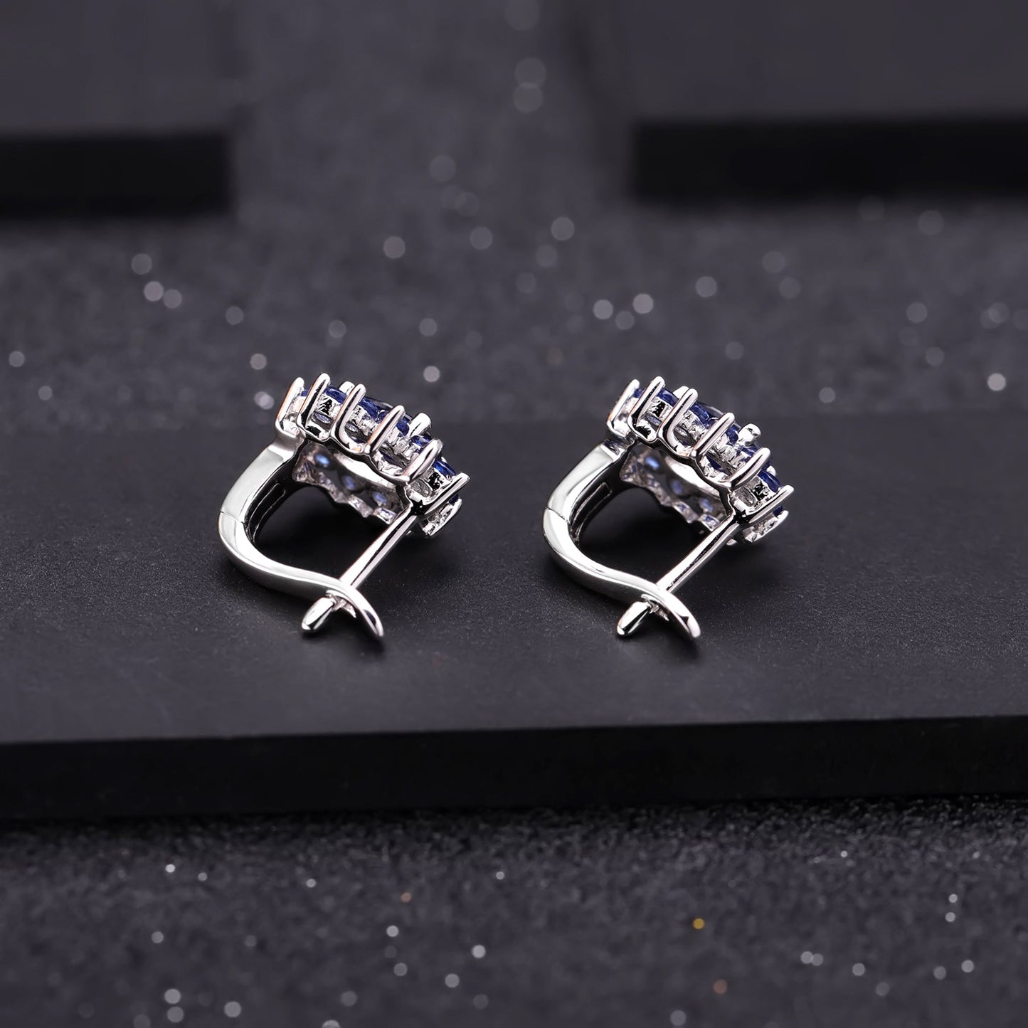 Natural Sapphire Stud Earrings Fashion Retro Inlaid Gemstone s925Silver Crystal Earrings Jewelry
