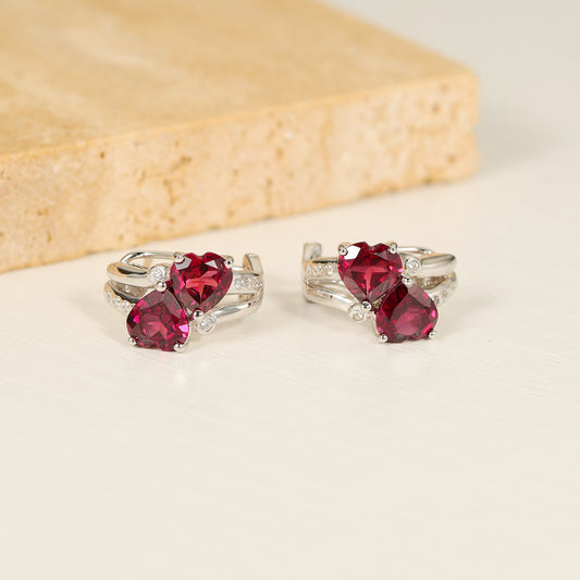 2023New arrival natural colorful gemstone earrings925Sterling Silver Topaz Garnet Crystal Classic Heart Earrings
