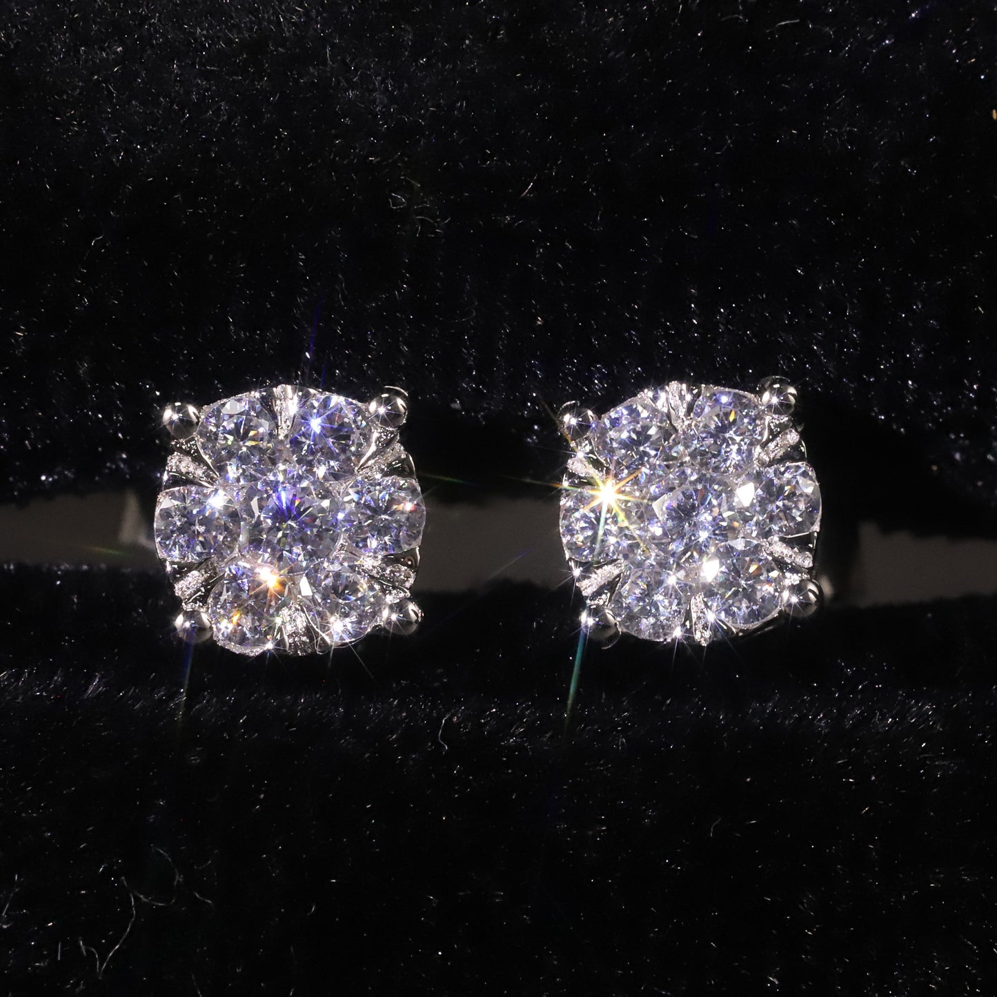 Commuting Luxury9/10/14/18k Rose Gold White Gold Yellow Gold Stud Earrings Cluster Small Diamond Cultivated Diamond Stud Earrings