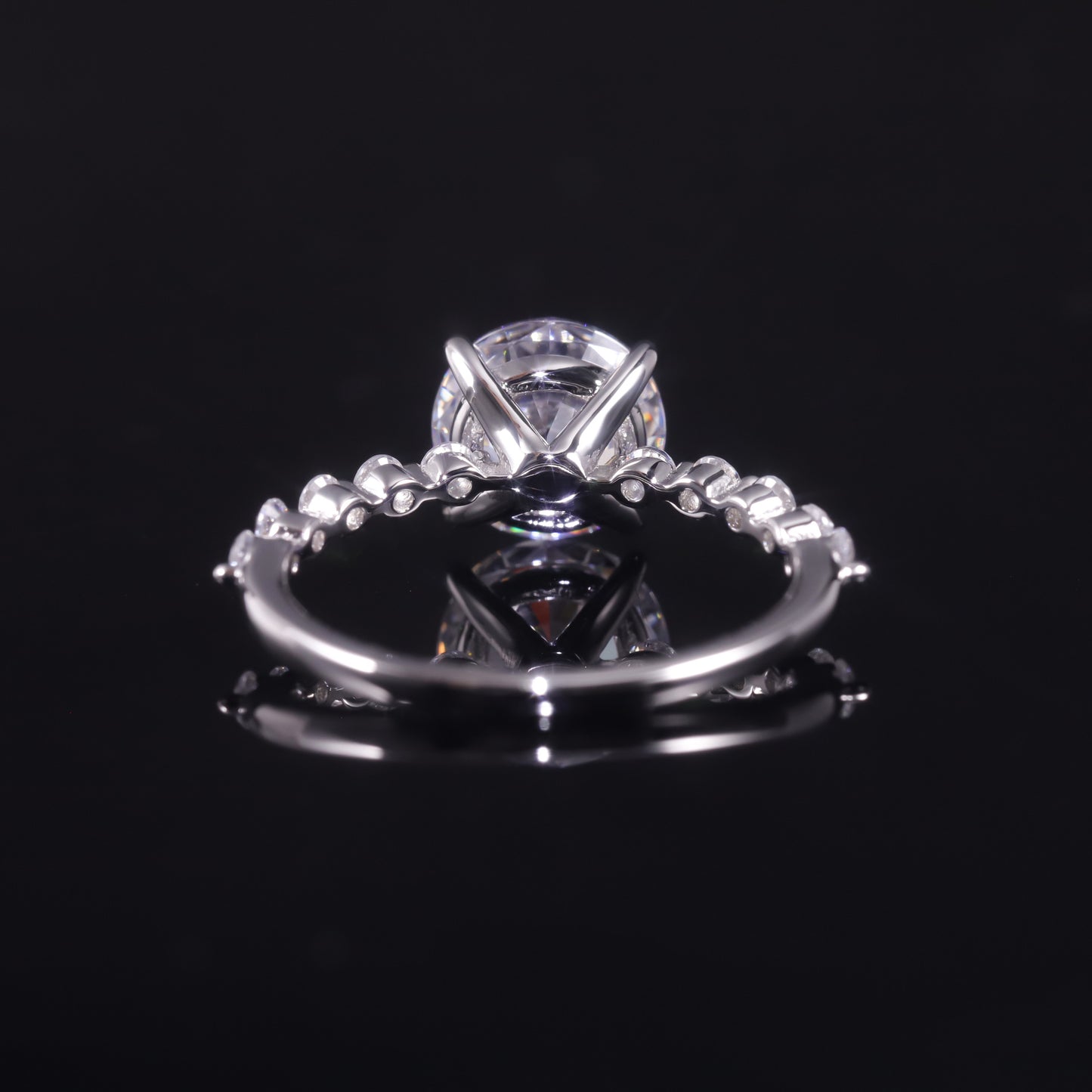 Japanese and Korean style s925Sterling Silver Ring Inlaid with Moissanite2Carat D Colorful Round Large Main Stone Ring Band GRA Certificate