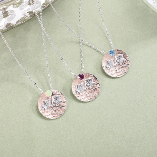 Unique Niche Natural Topaz Opal Rose Pomegranate Pendant925Sterling Silver Round Gemstone Original Design Necklace