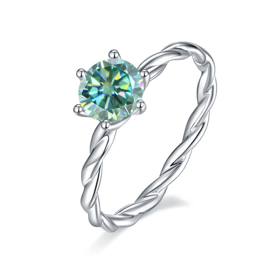 Green Moissanite1Carat Vine Pure Silver Ring Configuration GRA Certificate Affordable luxury fashion s925Silver Gemstone Ring