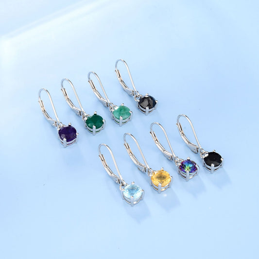 Minimalist Long Natural Topaz Earrings New Garnet s925Sterling Silver Inlaid Colorful Gemstone Fashion Earrings