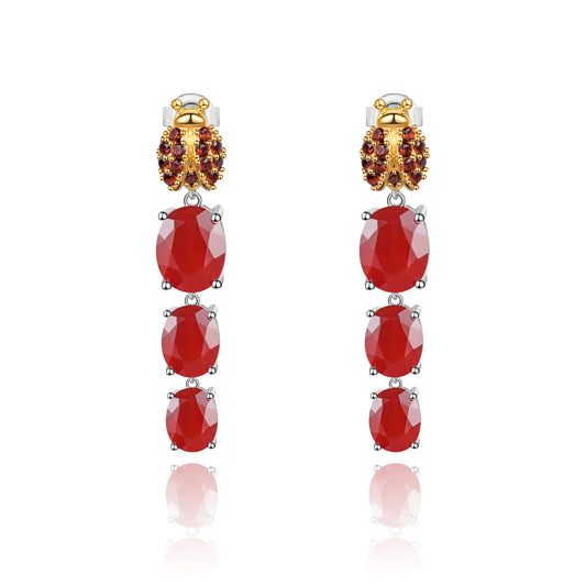 Designer Style Personality Red Agate Earrings Insect Design with a Sense of Sophistication s925Silver Natural Gemstone Earrings Studs Drop Earrings