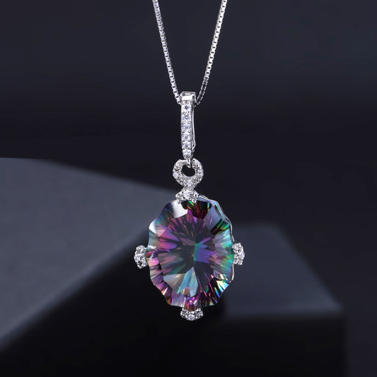 Fashionable Light Luxury Irregular Colorful Crystal Pendant Necklace Unique Design925Silver Color Gemstone Necklace Pendant
