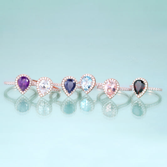 Classic Candy Color Ring s925Sterling Silver Ring Set with Natural Sapphire and Garnet7*9mm Ring Topaz