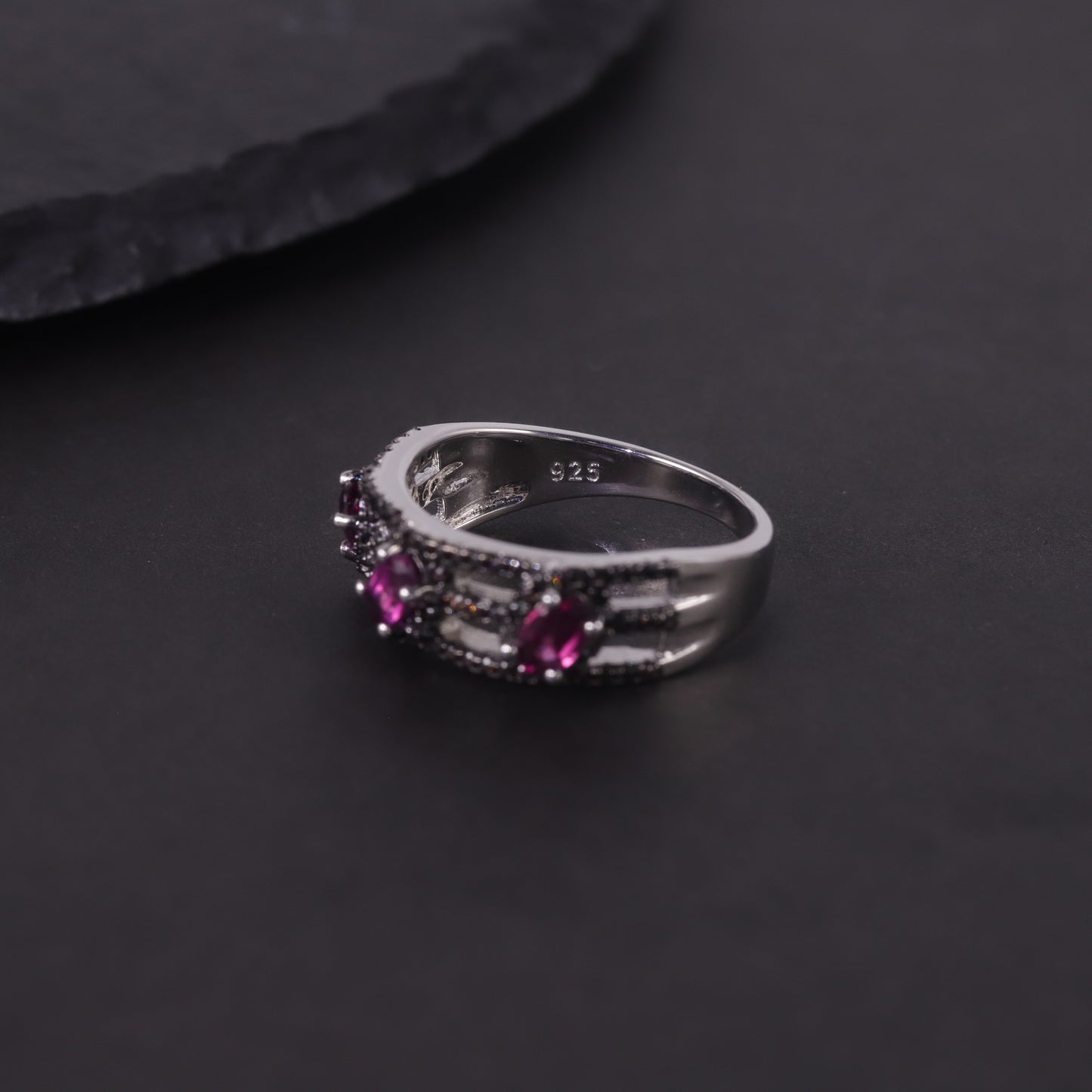 Dark Niche Natural Topaz Ring for Men and Women s925Sterling Silver Cluster Crystal Garnet Ring