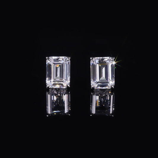 High-quality pure18K Gold Inlaid2Carat Moissanite Earrings Emerald9/10/14K Gold Earrings Au750Empty Support