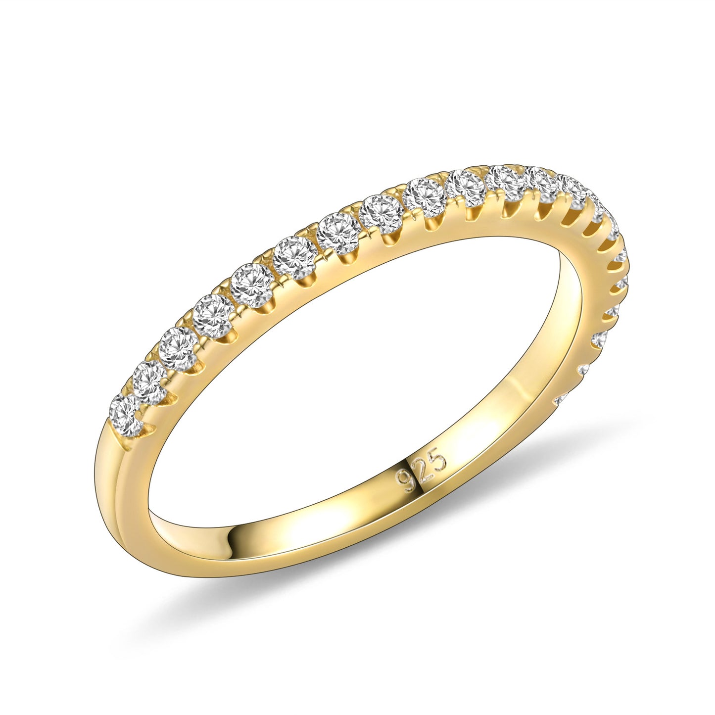 Minimalist Commuting Ring s925Silver Inlaid Moissanite Ring Three-Color Stacking Wedding Ring Half-Circle Inlaid Stone Ring