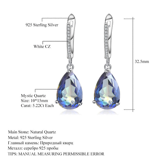 Fashion Style Colorful Gemstone Stud Earrings Water Drop Pear Shape Coated Crystal s925Silver Earrings Jewelry