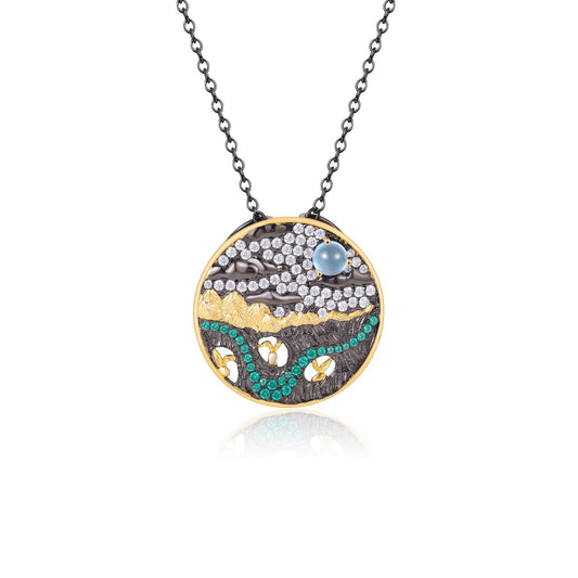 Jewelry Opal Topaz Pendant Necklace for Women Elegant High-end Accessories S925New Pure Silver Necklace