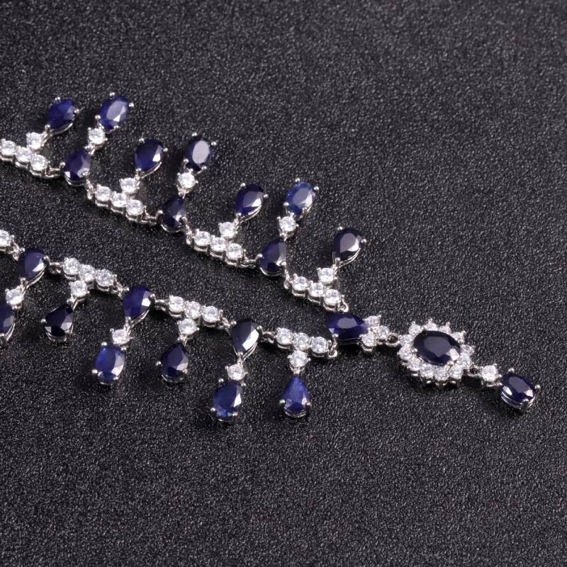 Banquet Luxury Natural Topaz Necklace High Sense s925Silver Inlaid Sapphire Agate Garnet Necklace