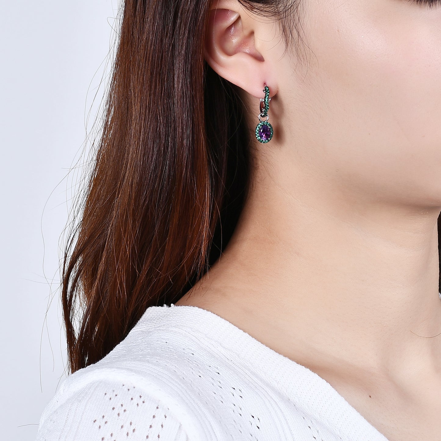 Thorn Flower Bud Personality Design Earrings s925Sterling Silver Inlaid Natural Gemstone Amethyst Moonstone Earrings