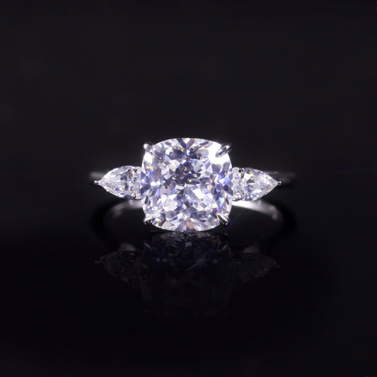 Luxury3Carat Ring Foreign Trade Fat Square s925Sterling Silver Moissanite Large Main Stone Ring for Women