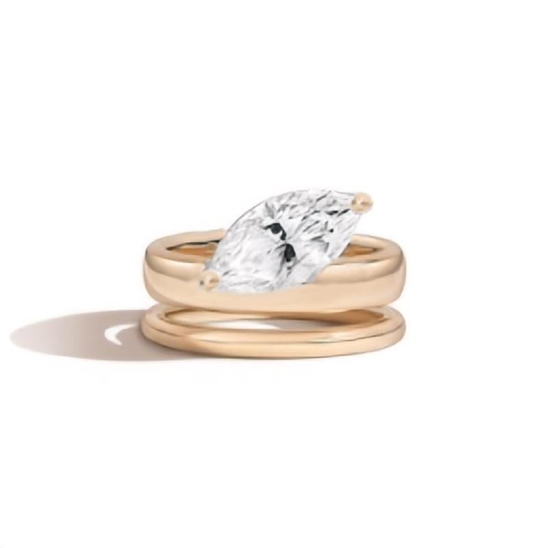 Super shiny plating18k Simple Irregular Shape Gold Ring2Carat s925Sterling Silver Moissanite Ring Set of Two