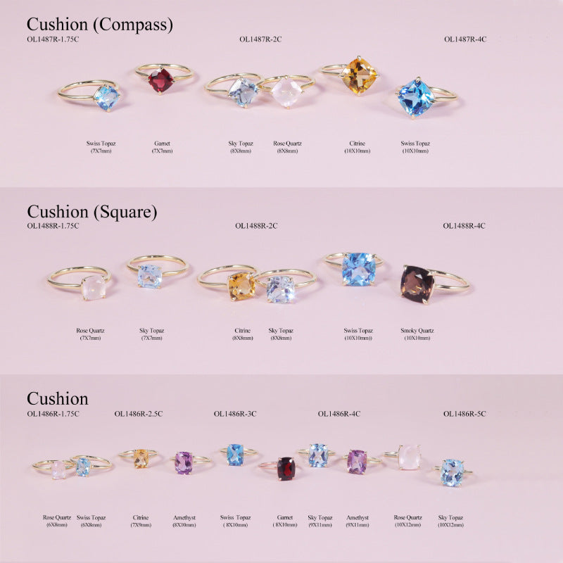 Japanese and Korean style1.75/2.5Carat Gemstone Ring s925Sterling Silver Inlaid Natural Crystal Topaz Ring for Women