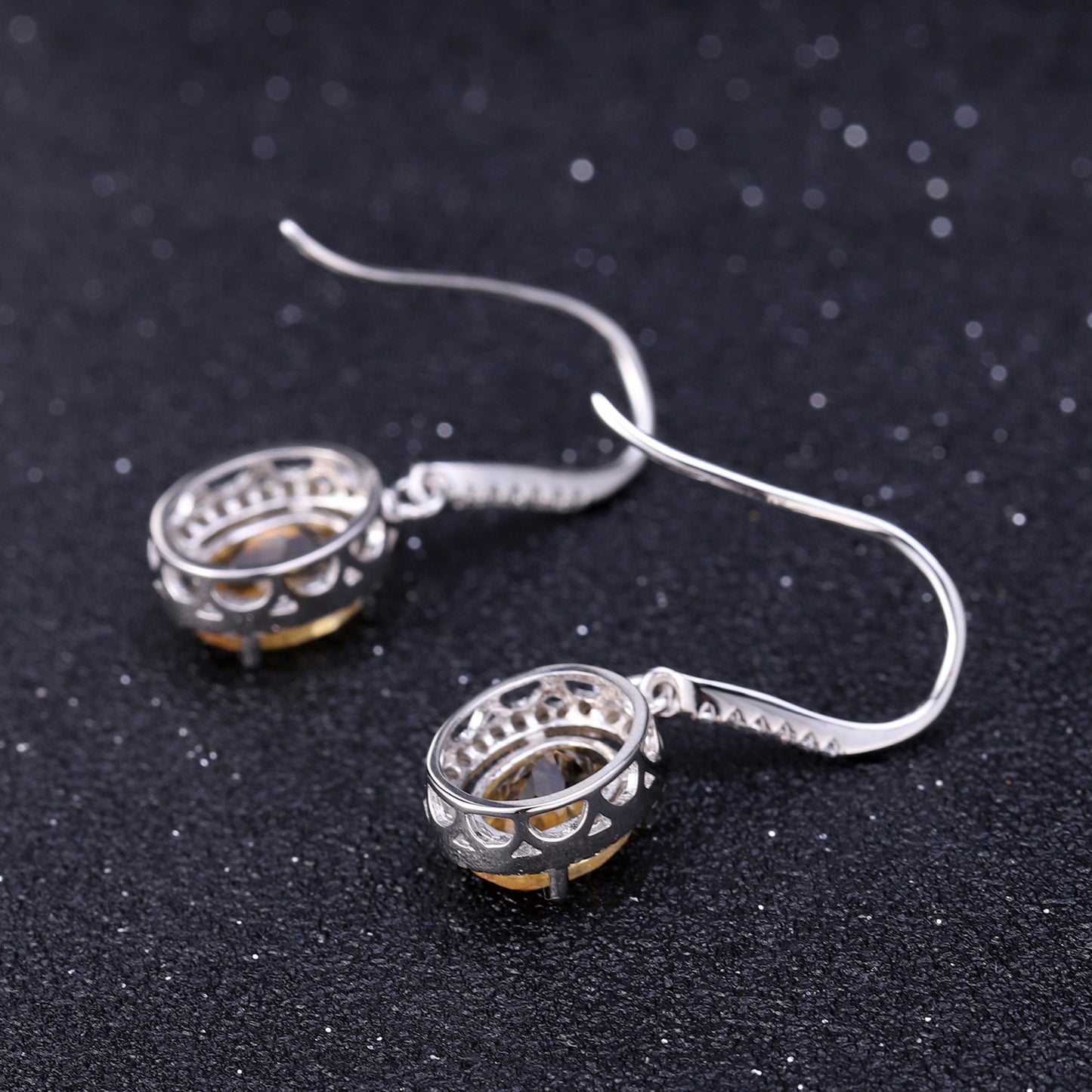 Natural Stone Women's Earrings Jewelry Vintage Personality s925Silver Inlaid Yellow Crystal Earrings Gemstone Drop Earrings