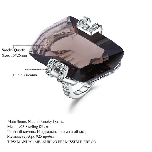 Luxurious High-End Natural Citrine Ring Fashionable Design925Silver Irregular Large Carat Natural Gemstone Ring