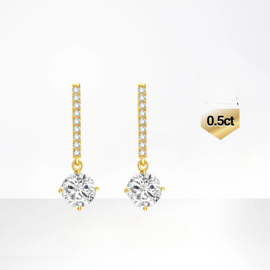 Luxurious Round Cultivated Diamond Stud Earrings14k Gold Inlaid Genuine Diamond Earrings k Gold Diamond0.5Carat Earrings
