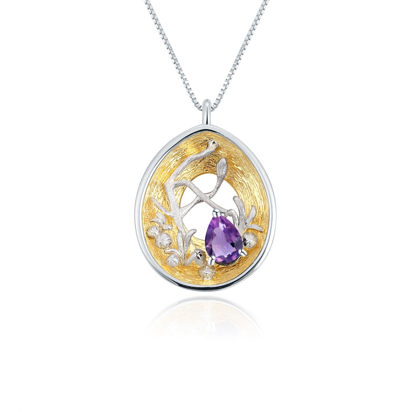 Designer Gemstone Pendant Necklace with Silver Chain Unique Design s925Silver Inlaid Natural Topaz Necklace Pendant