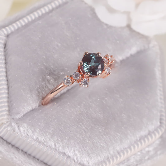 Minimalist Fresh Style Shifting Stone Ring s925Silver Inlaid Synthetic Alexandrite Gemstone Ring TikTok