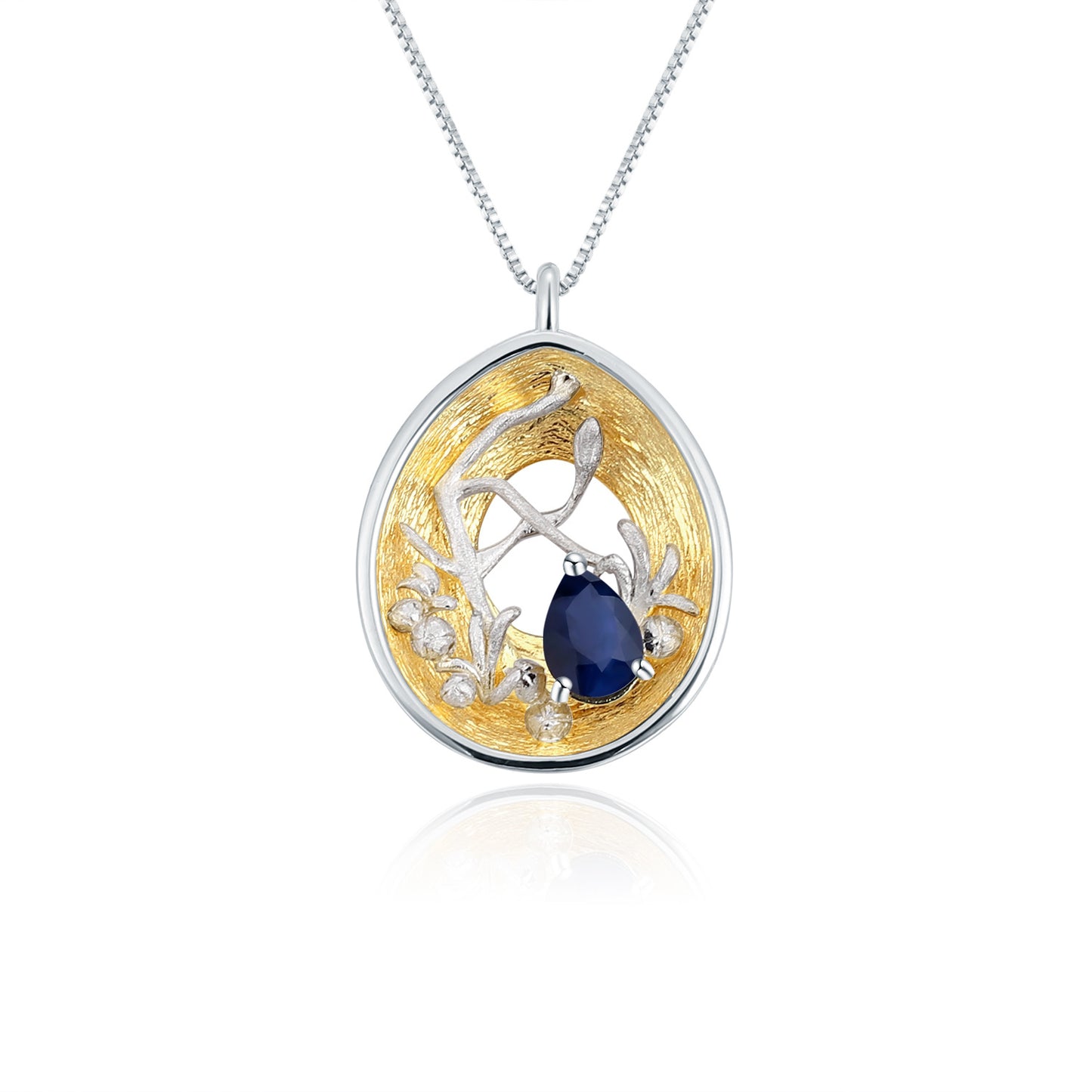 Designer Gemstone Pendant Necklace with Silver Chain Unique Design s925Silver Inlaid Natural Topaz Necklace Pendant