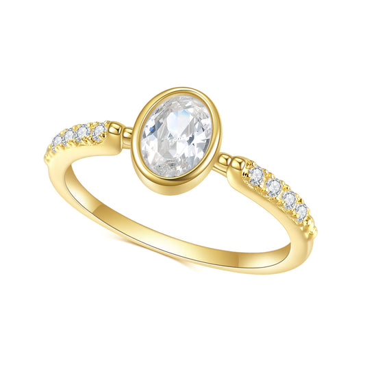 Jewelry S925Sterling Silver Inlaid5A Zircon Ring Fashionable and Unique Elegant Light Luxury Plated14k Gold ring