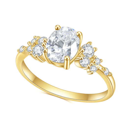 Jewelry S925Sterling Silver Inlaid5A Zircon Ring Fashionable Personality Simple Luxury Gold Ring